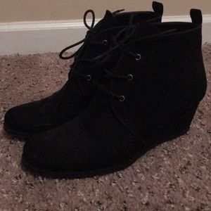 Black suede Franco Sarto Wedge Booties!